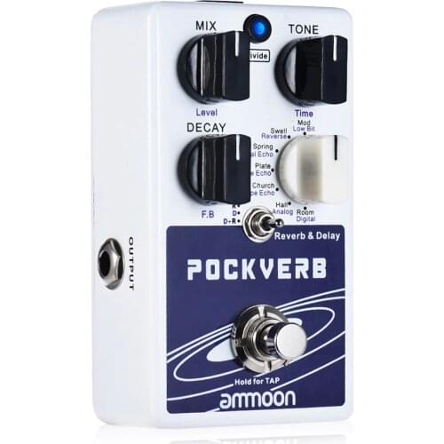 Ammoon POCKVERB Reverb & Delay Guitar Effect Pedal 7 Reverb Effects + 7 Delay Effects With Tap Tempo Function True Bypass