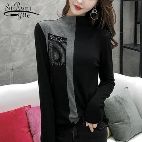 Poleras mujer de moda 2021 long sleeve shirt women tee shirt femme clothes women stranger things t shirt Patchwork 7557 50