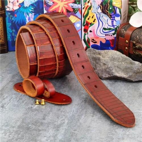 Luxury Leather Belt Hand Carving Crocodile Mens Belt Without Buckle Mens Leather Belts Without Buckles Waist Belt Men SP19