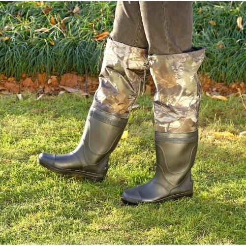 Men Women Water Boots Outdoors Hunting Breeding Working PVC Nylon Knee Forest Camouflage Wading Catch Fish Fishing Male Shoes