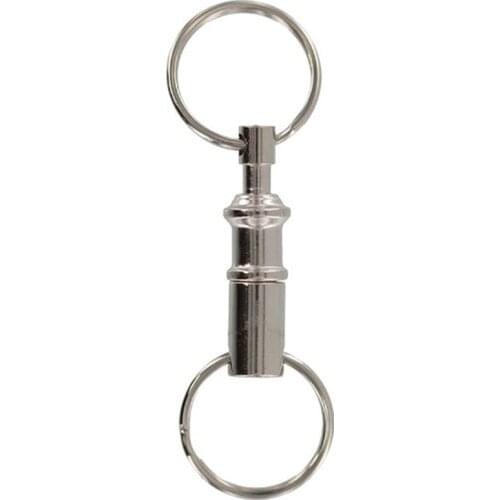 1PC Removable Keyring Quick Release Keychain Dual Detachable Key Ring Snap Lock Holder Steel Chrome Plated Pull-Apart Key Rings