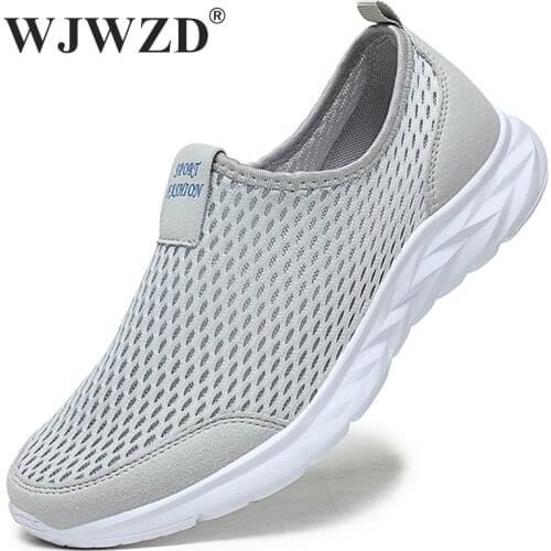 Mesh Men Casual Shoes Summer Breathable Sneakers Men Couples Outdoor Walking Shoes Comforable Slip-On Mens Loafers Plus Size 49
