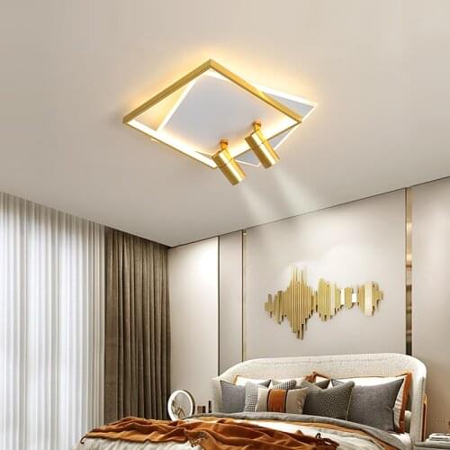 Modern Square Led Ceiling Lamp for Bedroom Living Room Aisle Corridor Indoor Golden Lustre Acrylic Spotlight Lighting Fixtures