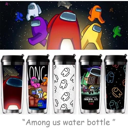 Among Us Game Water Bottle Double-layer Plastic Water Bottle Boy Girl Cartoon Anime Water Bottle Portable Sports Water Bottle