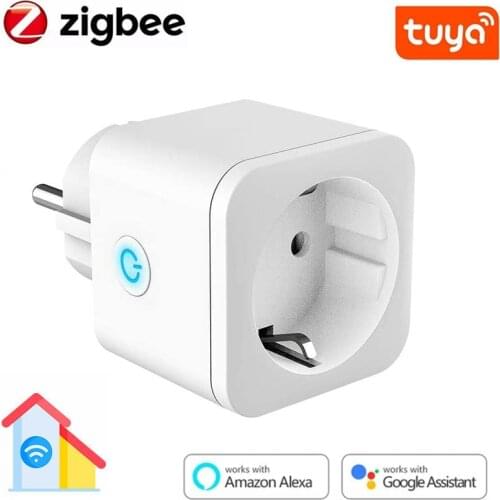 ZigBee Smart Plug EU 16A Adapter Power Monitor Timer Socket Remote Control Tuya Wireless Outlet for Alexa Google Home Assistant