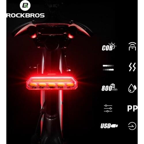 ROCKBROS Bike Tail Light Turn Right/Left Signal Wireless Remote Control Lights Bicycle Cycling COB LED Rear Lights MTB Taillight