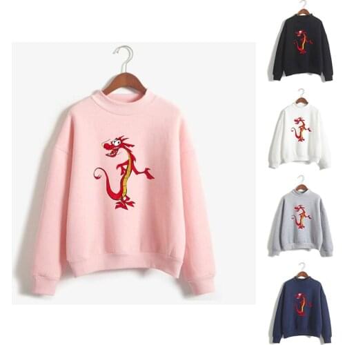Spring Autumn Print Mulan Funny Dragon High Collar Hoodies Fashion Men Women Capless Sweatshirts Long Sleeve Hoodie Pullover Top