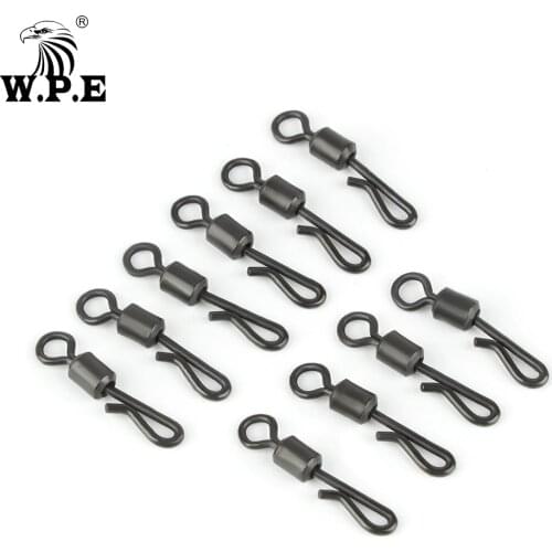 W.P.E 1set/30pcs Long body Quick Change Swivel Q-Shaped Carp Fishing Accessories Matte Black Carp Fishing Terminal Tackle Pesca