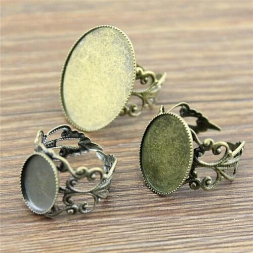 WYSIWYG 5pcs Fit 10x14/13x18/18x25mm Oval Antique Bronze Color Copper Material Sawtooth Edge Adjustable Ring Settings