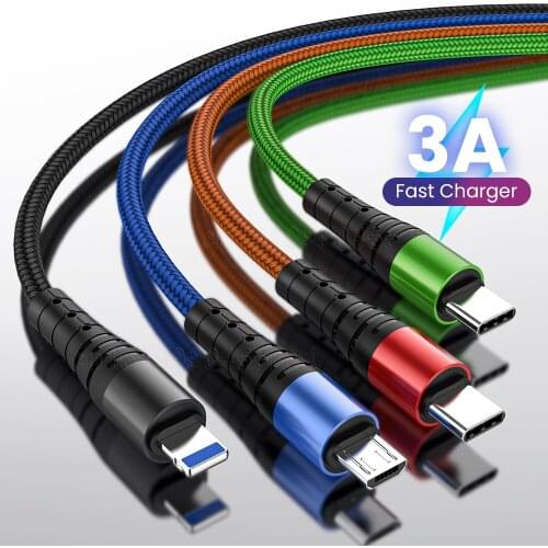 4 in 1 USB Type C Charging Cable for iPhone 12 11 Pro Max 3in1 2in1 3A USB Charging Cable Micro USB Cable for Huawei Samsung