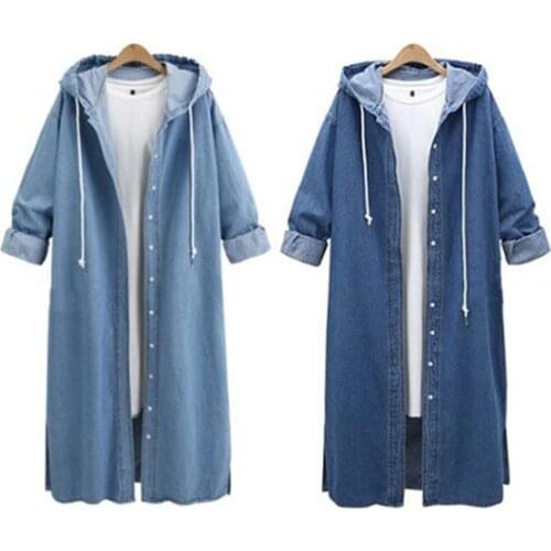 2021 New Trench Solid Color Lace Up Women Jacket Autumn Fashion Denim Jackets Washed Jeans Coat Female Collar Outwear Jacket