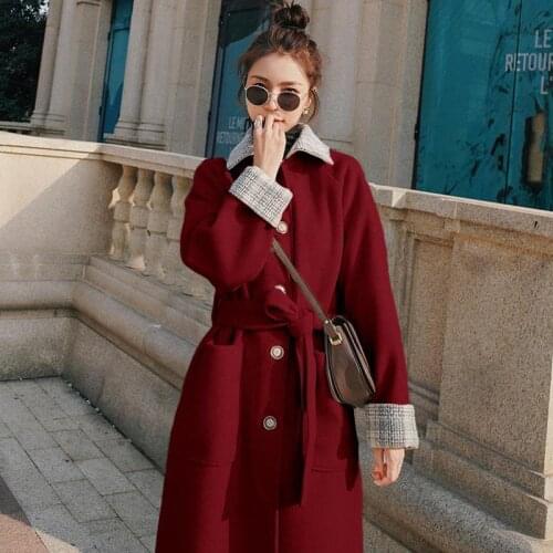 Womens Winter Coat 2020 New Korean Style Autumn Lapel Long Woolen Coat Thickened Warmth Fashion Multiple Colors Female Coat