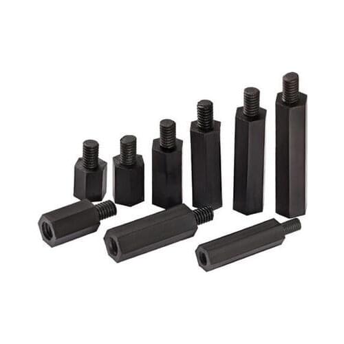 100pcs M3 Black Hex Nylon Standoff Spacer Male Female Plastic spacer Screws for PCB Pillar M3*5/6/8/10/12/15/20/25/30/35mm
