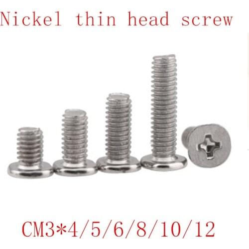 1000pcs CM3 type M3*4/5/6/8/10/12 steel with nickel CM low thin short head screw Large Flat Head Cross Thin Edge Flat Screw