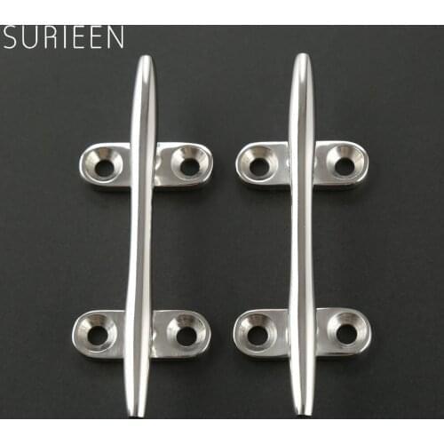 2Pcs Universal Marine 316 Stainless Steel Boat Hollow Base Cleat Dock Deck Rope Cleat Bollard Lock Bolt 4 Inch 100mm Yacht Boats