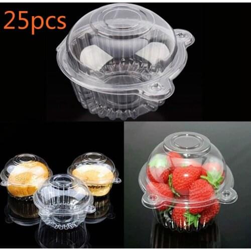 Hot sale 25 disposable transparent plastic box single cup cake box muffin dome box round cake muffin food plastic box