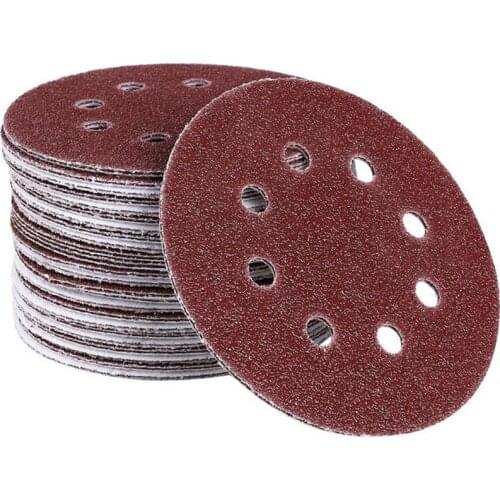 50 Piece Sandpaper Set, 5 Inch 8 Hole Hook and Loop Adhesive Sanding Discs Sandpaper for Random Orbital Sander 40-3000 Grits