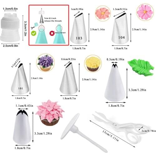9PCS Stainless Steel Cream Nozzles Icing Piping Tips DIY Cake Decorating Tools Cupcake Cookie Confectionery Bakeware