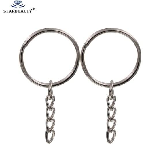 10pcs/Lot Key Ring Key Chains Silver Color 60mm Long Round Split Keychain Keyrings Jewelry Making Wholesale
