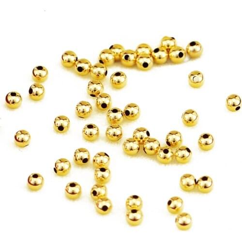 New Really 18K Yellow Gold Beads AU750 Yellow Gold Smooth 3mm Loose Beads