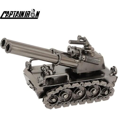 CAPTAINIRON Retro Tank Model Iron Tank Figurines Miniatures Metal Crafts Decoration War Ornament Souvenirs Vintage Home Decor