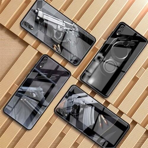 Gun Tempered Glass Phone Case For Huawei P20 P30 P40 P40 Lite Pro Psmart Mate 20 30 Cover Shell