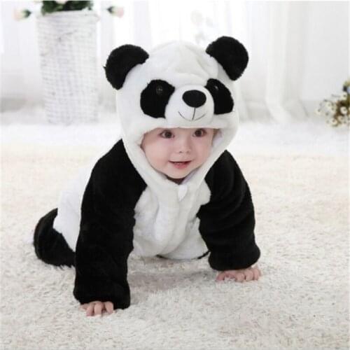 Cute Panda Cosplay Halloween Costumes For Kids Infant Rompers Flannel Animal Jumpsuit Baby‘s ’Gift Perfomance Carnival Game
