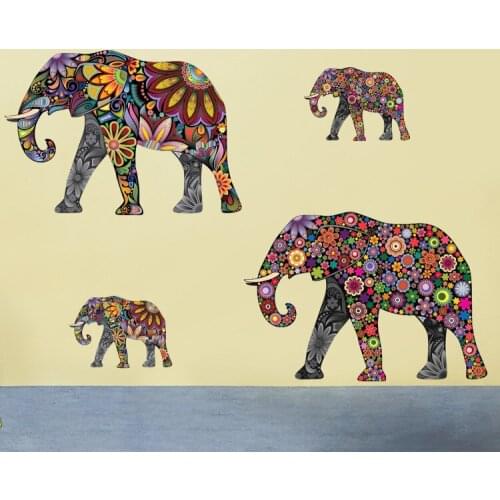 DIY Colourful Elephant PVC Wall Sticker Creative Animal Home Decor Poster Living Room Bedroom Decoration Wallpaper