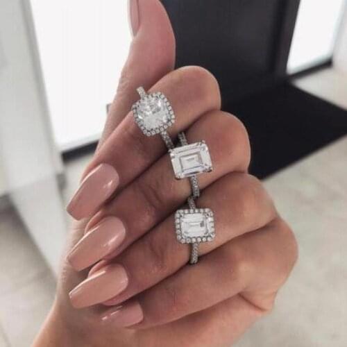 Elegant Emerald cut 2ct Lab Diamond Promise Ring 925 sterling Silver Engagement Wedding Band Rings For Women Bridal Jewelry Gift