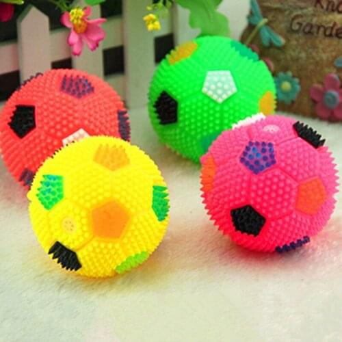 Pet Toy for Cleans Teeth Squeak & Light Soccer Ball 1PC Dog Toy Flashing LED Light Sound Bouncy Ball (Random color)