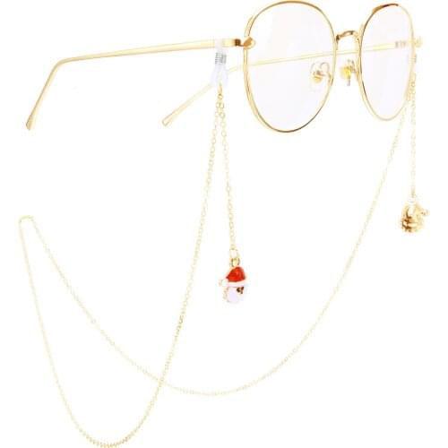 JGL0034 2020 new design popular metal glasses rope gold Santa Claus pendant glasses chain fashion gift for women Christmas jewel