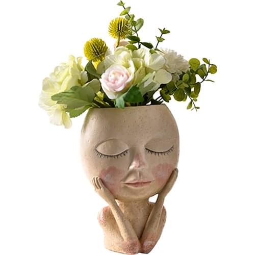 JIAOAO - Vaso Da Fiori A Forma Di Testa, In Silicone, Per Casa E Giardino