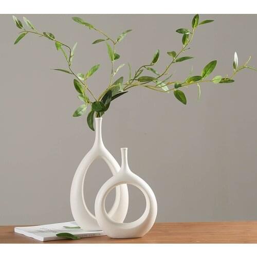 Ceramic home crafts ornaments white ceramic vase small flower TV cabinet wine cabinet ornaments