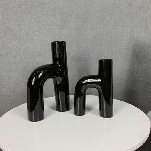 Nordic Creative Ceramic Vase Home Decoration Ornaments Black Letters Geometry Flower Pot Art Vases Home Decorations Crafts Gifts