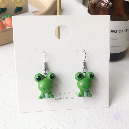 2021 Ins Creative Funny Frog Animal Dangle Earrings for Girls Kids Frog Ear Clip Charm Cartoon Drop Earrings Fashion Jewelry