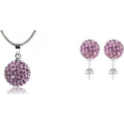 LUXUKISSKIDS High Quality Colorful Round Pendant Necklaces Earrings Sets For Women Wedding Party Chain Jewelry Set collier femme