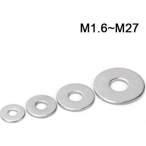 M1.6M2M2.5M3M4M5M6M8M10M12M16M20M24M27 GB97 A2 Spacer Washer Plain Gasket 304stainless Steel for Screw Bolt Flat Metal M3washer