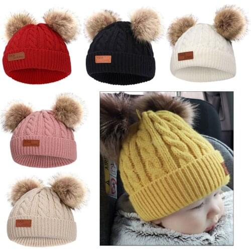 Cute Baby Knit Hat Aumtum Wool Infant Kids Headwear Crochet Beanie Cap