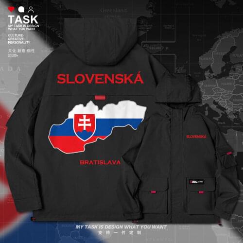 Slovak Republic Slovakia SVK Slovensko men jacket hooded map nation flag windbreaker trench coat men clothing clothes autumn
