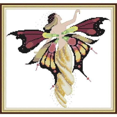 Joy Sunday Fairy in the butterfly swarm Cross Stitch Kits pattern Printed Chinese embroidery needlework as home decoration gifts