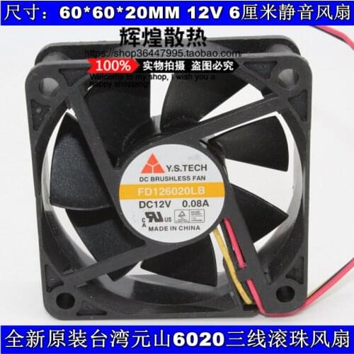 NEW Y.S.TECH FD126020LB 6020 12V 6CM silence cooling fan