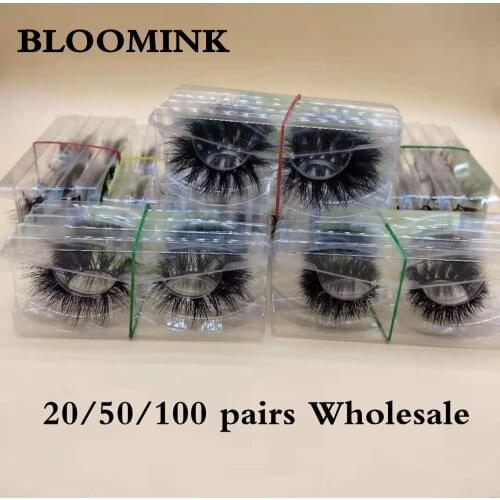 Wholesale 20/50/100 pairs mixed style 5D mink eyelashes with tray in bulk retail eyelashes factory and free shipping