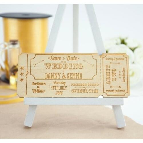 Personalise Wedding ticket save the date, wooden Favors, wedding favors，party favors gifts