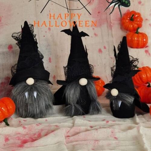 Halloween Gnomes Plush Dwarf Christmas Decorations Gnome Plush Holiday Esstentials Black Witch with Grey Beards Cloak