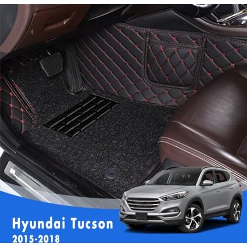 Custom LHD Car Floor Mats For Hyundai Tucson 2015 2016 2017 2018 Double Layer Car Interior Accessories Wire loop Carpets