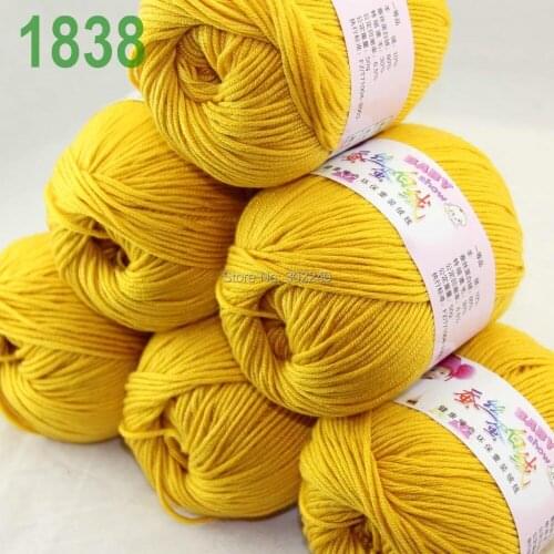 Sale Lot of 6 balls x 50g (147y) Cashmere Silk velvet Hand knitting Yarn GoldEnrod 1838
