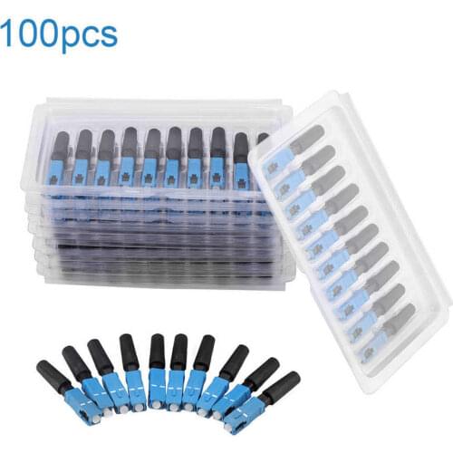 SC UPC Fiber Optic Fast Connector 100 SC FAST Connector Blue fibra FTTH single mode SC Quick connector SC Adapter