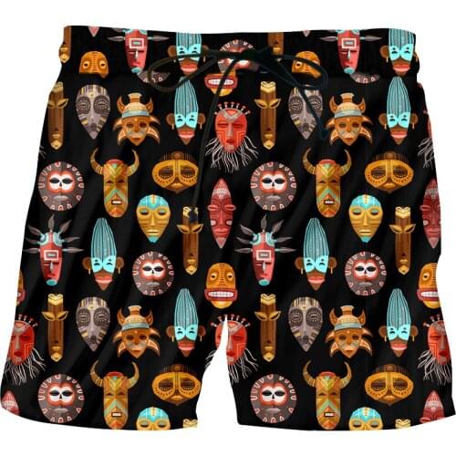 IFPD Summer Mens Totem Mask Shorts 3D Print Short Pants Homme Sports Casual Plus Size Mens Clothing Oversize Dropshipping