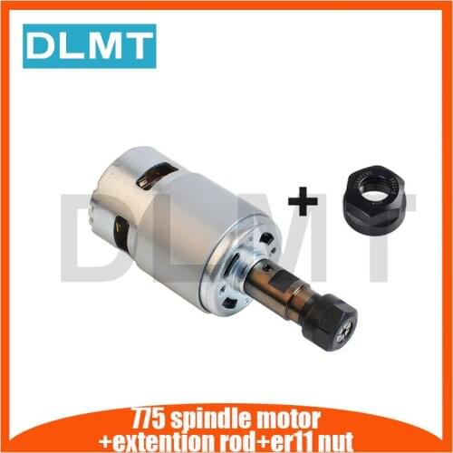 775 Motor DC Motor Spindle Electric Machinery 12-36V Air Cooled Spindle ER11+ER11 Collet Nut+Extension Rod For CNC Engraver
