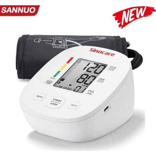 Sinocare Blood Pressure Monitor Tensiometer Upper Arm Automatic Digital BP Machine Pulse Heart Rate Monitor + Thermometer